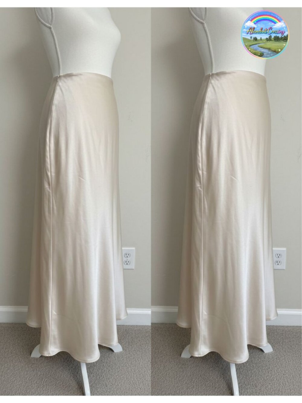 Satin Midi Skirt High Waist Elegant Silk Blend Party Skirt